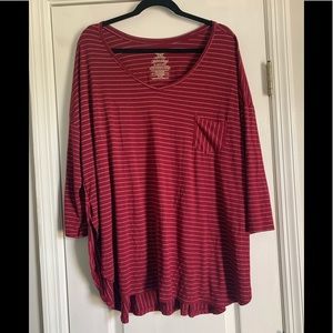 🌸 Red silver striped top